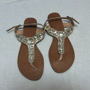 Mossimo Gold Bejeweled Sandals SZ 9.5
